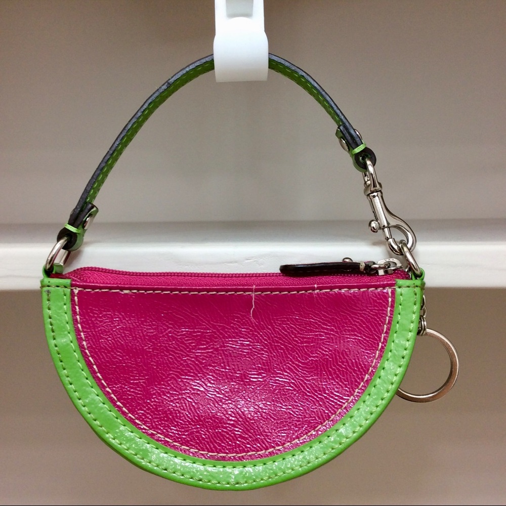 Coach Vintage Watermelon Coin Pouch Pink Green Patent Leather Y2K - Picture 3 of 14